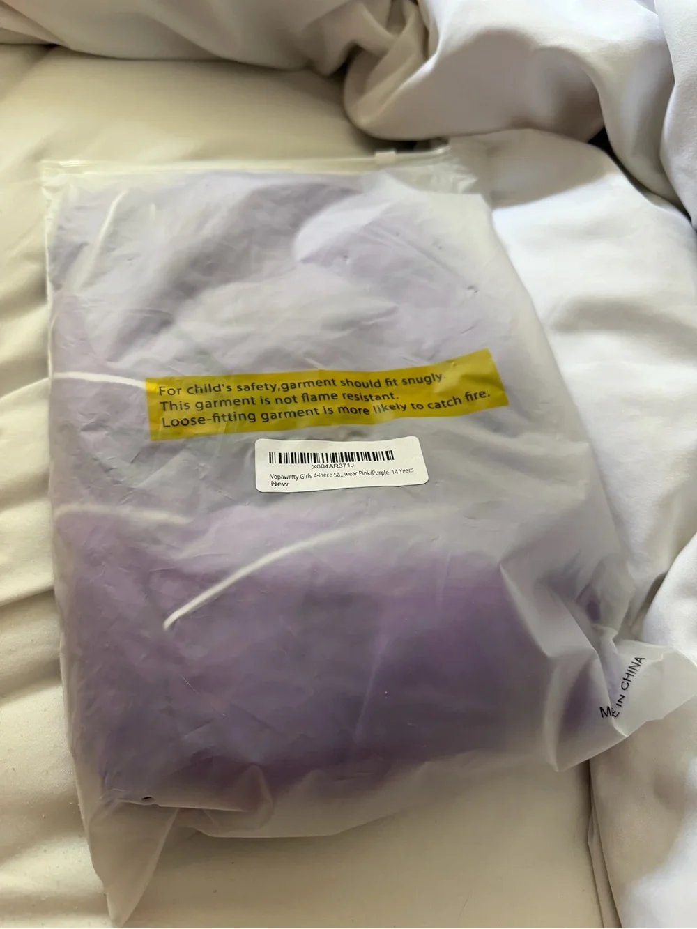 NWT Girls' Purple Satin Short Pajama Set with Contrast Piping
